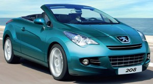 L'image présente une 208 CC qui a déjà un peu vieilli d'après ce que l'on connait du style Peugeot actuellement