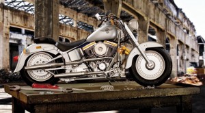 la harley davidson fat boy vue de profil