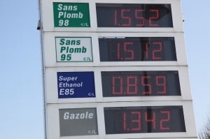 les tarifs des differents carburants a la pompe