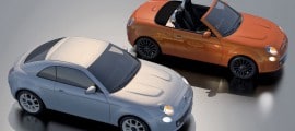 les 500 coupé et cabriolet en vue 3/4 avant
