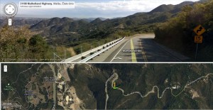 Route de montagne : de belles voitures et de la gomme brûlée ! vue satellite de la mulholland